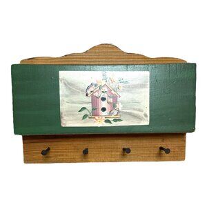 Vintage Hand-Painted Wooden Key & Mail Holder | Birdhouse Motif | Hanna's 1999 |